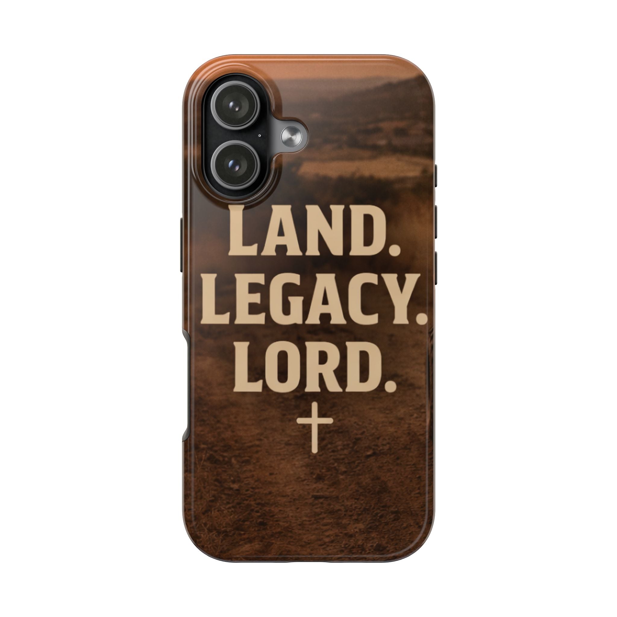 Tough Phone Case – 'Land. Legacy. Lord.' Christian Cross Protective Cover